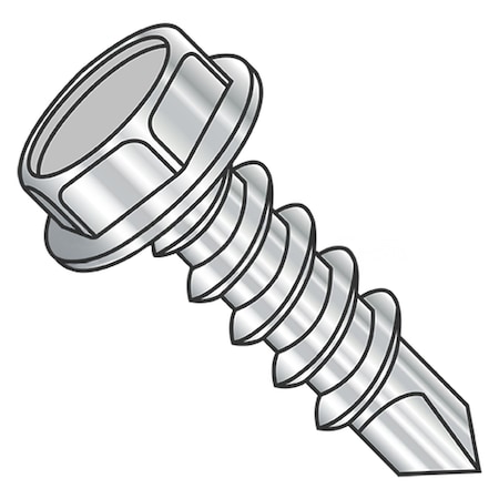 Usa Industrials Self-Drilling Screw, #10-16 x 1 in, Plain 316 Stainless Steel Flange Hex Head External Hex Drive BULK-SCRW-11045